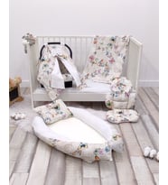 Anne Yanı Babynest Bebek Park Yatak ve Seyahat Aksesuar 6' lı Set, %100 Pamuklu, Kelebek Serisi Krem (Standart)