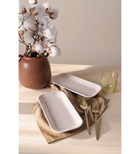 Keramika Krem Pergamon Kayık Tabak 26 Cm 2 Adet 030