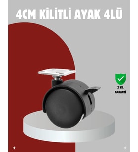 Mobilya İçin Kilitli 4 cm Tekerlek Ayak Seti