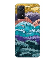 Redmi Note 11 Pro Uyumlu Renkli Deniz Dalgaları Tasarımlı Şeffaf Telefon Kılıfı