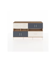 Arges Konsol 5 Raflı 4 Çekmeceli 4 Kapaklı 176x30x99 Çam-Antrasit/Aytaşı