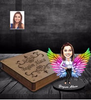 Kişiye Özel Melek Anne Tasarımlı Karikatür Ahşap Biblo Kutulu Model-5
