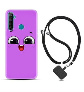 Realme 5i 5 Pro 6i 7 Pro 8 Kılıf Boyun Askılı Silikon Purple Sweety 1717