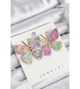 Pirinç Rainbow Model Gold Renk Kadın Hasır Küpe - Tj-Bkp10892