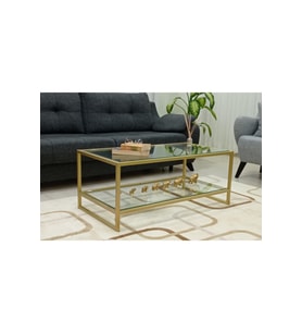 Orta Sehpa Temperli Cam Gold