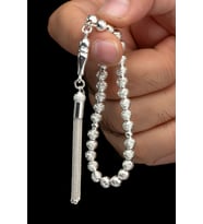 Sertifikalı Erkek Gümüş Tespih 6mm 16Gr Küre Kesim (Gri)