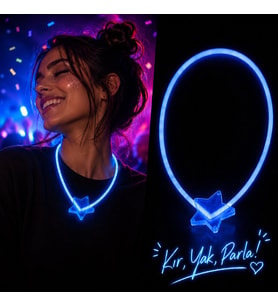 Fosforlu Yıldız Parti Kolyesi – Neon Işıklı Kolye Mavi Renk