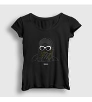 Presmono Kadın Siyah Neon Nirvana Kurt Cobain T-Shirt 35727tt