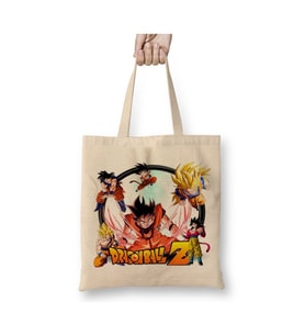 Goku Variados Dragon Ball Z Beyaz Bez Çanta Uzun Saplı Alışveriş Çantası Plaj Çantası