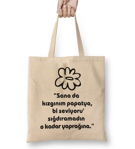 Komik Söz Sana Kızgınım Papatya Bez Çanta Uzun Saplı