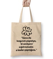 Komik Söz Sana Kızgınım Papatya Bez Çanta Uzun Saplı