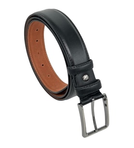 Siyah Hakiki Deri Düz Renk Dikişli Model 3.5 cm. Genişlikli Klasik Kemer - 214-DKSL