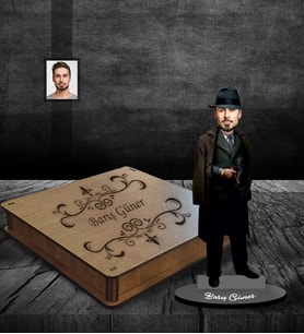 Kişiye Özel Babalar Günü Godfather Baba Karikatürlü Ahşap Biblo Kutulu Model-5-2