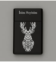 Geyik Desenli Metal Tabaka – Kişiye Özel İsimli Hediyelik