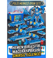 Manyetik Dönüşen Robot Araba Seti 21 Parça Sök Tak Eğitici Oyuncak - Kutulu Polis Merkezi