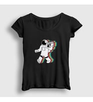 Presmono Kadın Siyah Boombox Uzay Müzik Astronot T-Shirt 496061tt