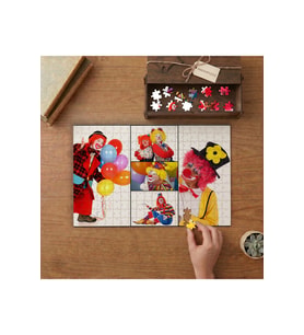 Sevimli Palyaçolar Tasarımı 240 parça Ahşap Puzzle Ahşap Kutuda MP00692