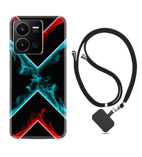 Vivo Y22 Kılıf Silikon Boyun Askılı İpli Desenli Silikon Smoke 1728