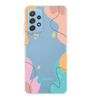 Samsung Galaxy A52 Uyumlu Kapak Karışık Renkler Tasarımlı Şeffaf Silikon Kılıf