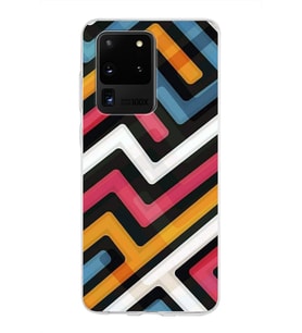 Samsung Galaxy S20 Ultra Kapak Labirent Grafiti Tasarımlı Şeffaf Silikon Kılıf