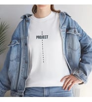 Unisex Bisiklet Yaka Baskılı T-Shirt - Beyaz