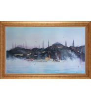 Çerçeveli Paspartulu Manzara Tablo bm1842 (Gold)