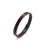 Sertifikalı SEMTİM NOIR Siyah PU Deri & Zamak Detaylı Erkek Bileklik