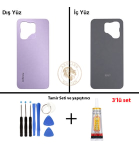 Infinix Hot 50İ Mor Uyumlu Arka Kapak + Yapıştırıcı ve Vida Seti Arka Cam Batarya Pil Kapağı