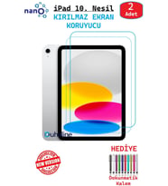 2 ADET iPad 10. Nesil 10.9" Tablet İçin Tam Uyumlu Ekran Koruyucu Şeffaf Cam Nano HD Esnek Kırılmaz