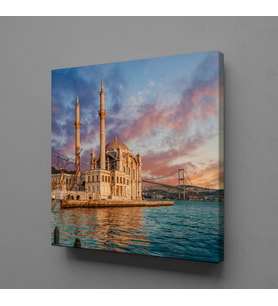 DENİZ MANZARALI CAMİ KANVAS TABLO 160x160cm