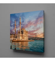 DENİZ MANZARALI CAMİ KANVAS TABLO 160x160cm