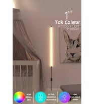 Şerit LED Köşe Led Abajur Aplik Gece Lambası Yatak Üstü Çok Özellikli 16 Renkli 4 Animasyonlu Açık Sarı
