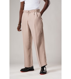Çift Pileli Yazlık Modal Kumaş Beli Kemerli Geniş Paça Baggy Pantolon