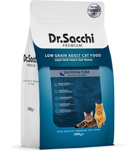 Premium Düşük Tahıllı Somonlu Ve Ton Balıklı Yetişkin Kedi Maması 1 kg