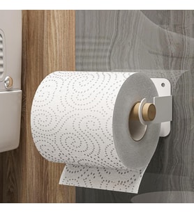 Ahşap Metal Tuvalet Kağıtlığı, Tuvalet Kağıdı Tutacağı, Yapışkanlı Tuvalet Kağıtlığı, Doğal Ahşap Bar Tutucu Tuvalet Kağıdı Standı, Minimal Tuvalet Wc Kağıtlık (Beyaz)