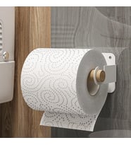 Ahşap Metal Tuvalet Kağıtlığı, Tuvalet Kağıdı Tutacağı, Yapışkanlı Tuvalet Kağıtlığı, Doğal Ahşap Bar Tutucu Tuvalet Kağıdı Standı, Minimal Tuvalet Wc Kağıtlık (Beyaz)