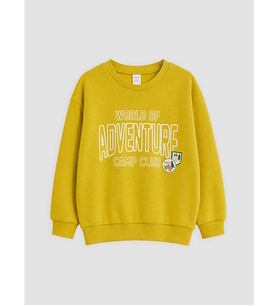 LCW Kids Yeşil Baskılı Erkek Çocuk Kalın Sweatshirt