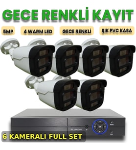 XMPro 6 KAMERALI İNSAN ARAÇ YÜZ ALGILAYAN GECE RENKLİ GÖSTEREN PLASTİK KASA GÜVENLİK KAMERA SETİ