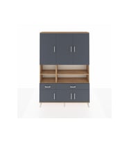 Arges Gardrop 8 Raflı 2 Çekmeceli 6 Kapaklı 132x30x195 Çam-Antrasit