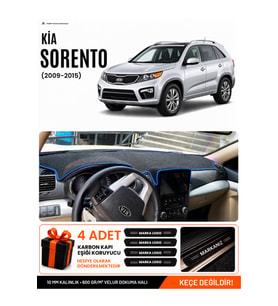 KİA SORENTO (2009-2014) Uyumlu Torpido Örtüsü Torpido Kılıfı - Siyah Mavi