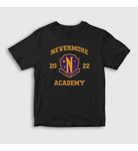 Presmono Unisex Çocuk Siyah Nevermore Wednesday Addams Family Addams Ailesi T-Shirt 365762tt