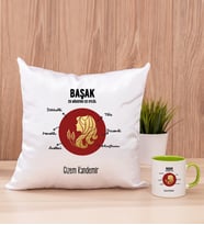 Kişiye Özel Başak Burcuna Hediye Kare Yastık ve Yeşil Kupa