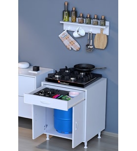 Eliusta Asya Beyaz Set Ocak Altı 75 cm Tüp Hazneli Mutfak Dolabı 658856 cm Baharat Raflı Dolap