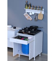 Eliusta Asya Beyaz Set Ocak Altı 75 cm Tüp Hazneli Mutfak Dolabı 658856 cm Baharat Raflı Dolap