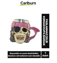Özel Tasarım Dekoratif Şık Hediyelik Sevgili Arkadaş Paslanmaz Çelik Korsan Kupa Bardak 13*18 Cm