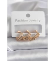 Pirinç Gold Renk Zirkon Taş Detay Halka Model Kadın Küpe