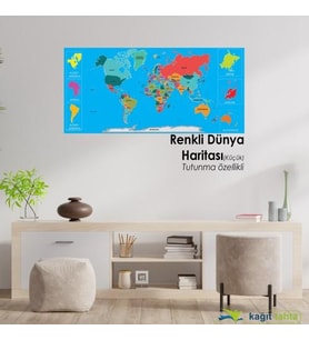 S.T. DUNYA HARİTASI RENKLİ 56 CM-118 CM
