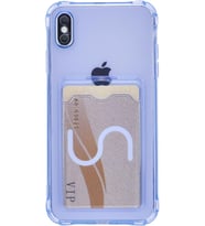 Teknomoda Apple iPhone Xs MAX Kılıf Kartlıklı Anti Şok Korumalı Şeffaf Silikon Lila
