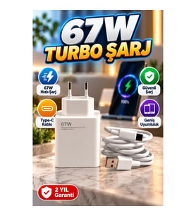 67W Çift Turbo Şarj Seti – Type-C Lightning Kablo Quick Charge 5.0
