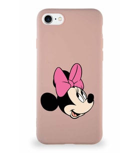 Apple iPhone 7 Soft Premier Kapak Minnie Mouse-A Tasarımlı Silikon Kılıf - Pudra (Şeffaf)